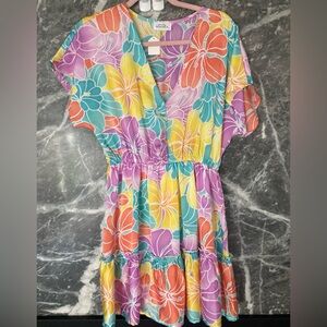 Emily Wonder boutique brand :  tropical floral coverup or dress small